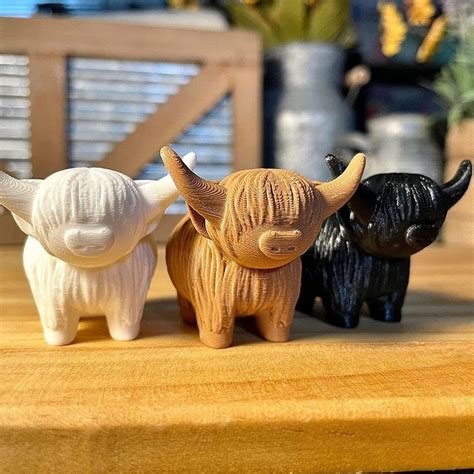 Amazon Gofidin 3PCS Highland Cow Figurine Funny Highland Cow