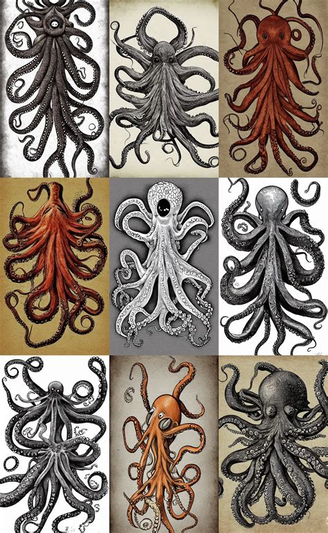 Octopus And Hamburger Hybrid Creature Hand Drawn Stable Diffusion