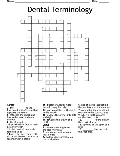 Similar To Dental Assisting Crossword Wordmint