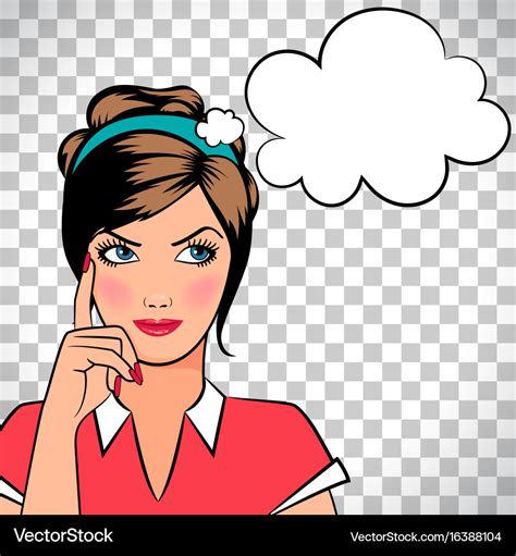 Illustration Thinking Woman Pop Artcomic Style Stock Vector Royalty ...