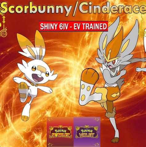 Pokemon Scarlet And Violet Shiny Iv Ev Trained Scorbunny And Cinderace