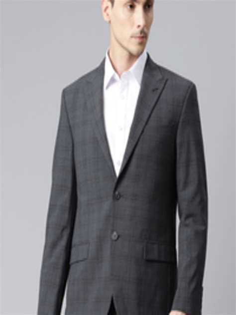 Buy Marks Spencer Men Charcoal Grey Black Tailored Fit Checked