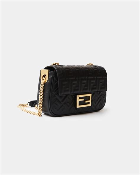 Fendi Baguette Chain Midi Black Nappa Kurated Luxury