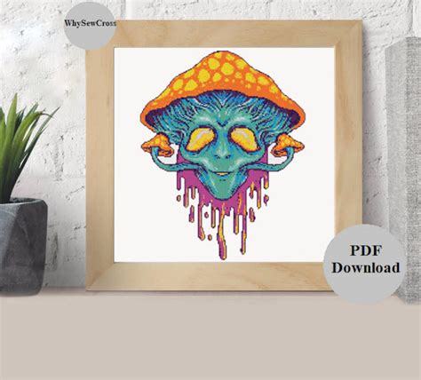 Trippy Cross Stitch Patternmushroom Cross Stitch Pattern Hippie Cross