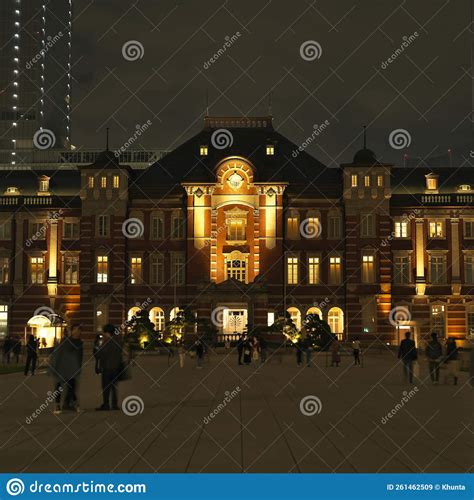 A Facade of JR Tokyo Station in the Night Stock Image - Image of ...