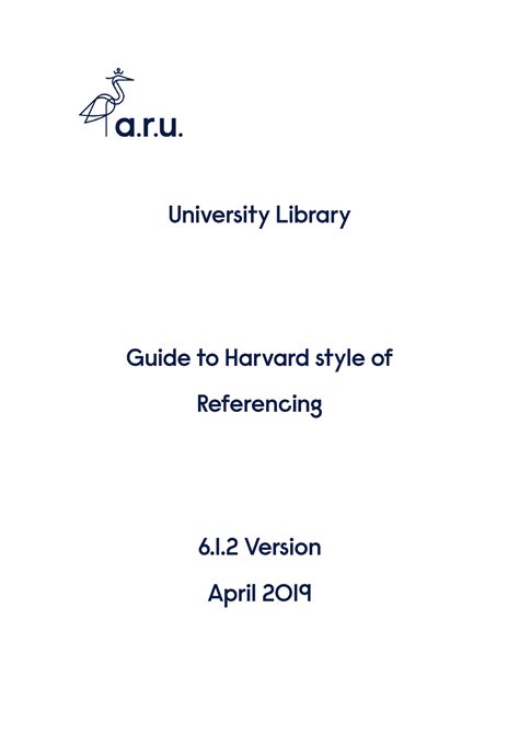 Harvard Referencing 2019 20 Anglia Ruskin University Aru University