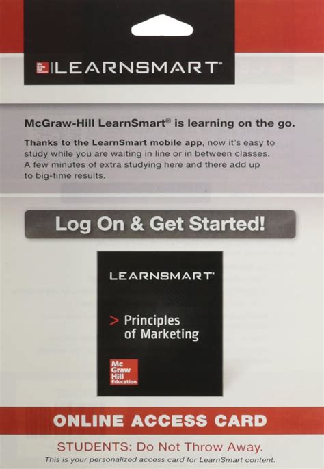 LearnSmart Access Card One Semester For Principles Of Marketing