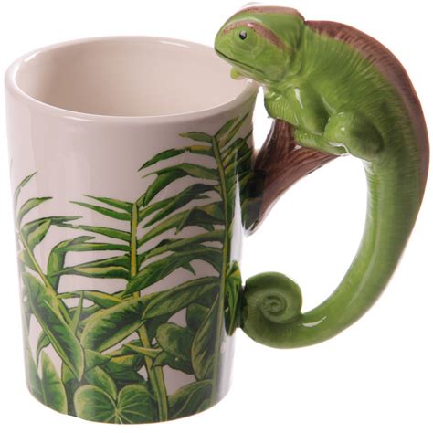 Novelty Ceramic Shaped Handle Mug Chameleon