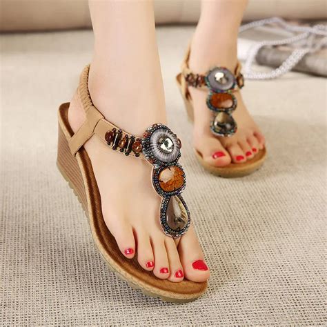 Aliexpress Buy 2017 Bohemian National Wind Wedge Sandal Shoes