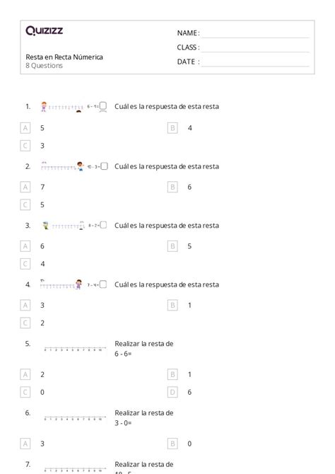 50 Resta de varios dígitos hojas de trabajo para Grado 1 en Quizizz