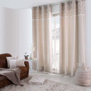 Rideau gaze de coton ajustable 140 x max 300 cm Gaïa Beige pampa