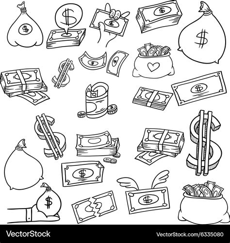 Money doodle set Royalty Free Vector Image - VectorStock