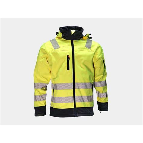 Veste softshell Gregor haute visibilité jaune fluo marine HEROCK