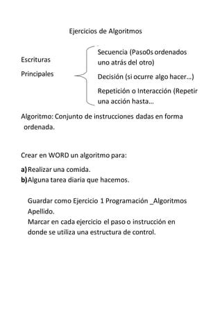 Ejercicio De Algoritmos Pdf