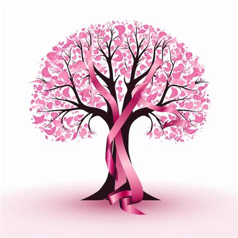Premium Vector A Pink Tree With Pink Flowers On It