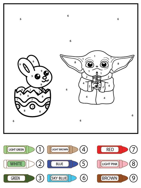 Baby Yoda And Easter Bunny Egg Color By Number F Rbung Seite