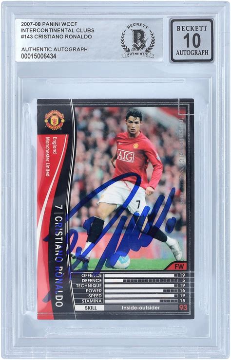 Cristiano Ronaldo Manchester United Autographed 2007 08 Panini WCCF