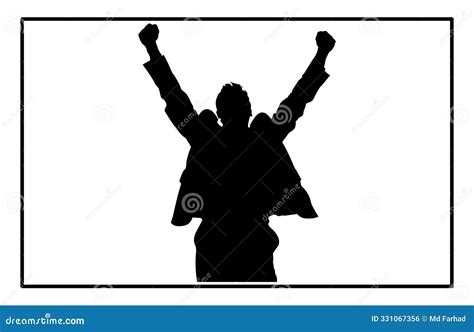 Businessman Celebrating Success Silhouette Business People Winning
