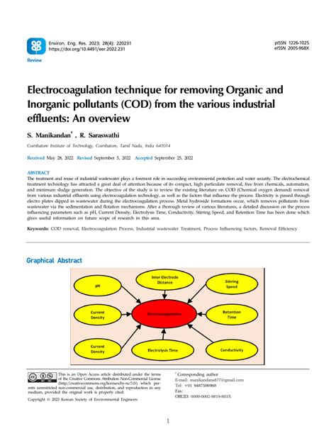 PDF Electrocoagulation Technique For Removing Organic And Inorganic