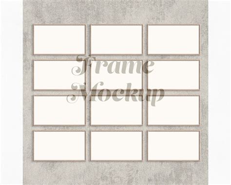 16x9 Frame Tv Mockup Set Psd Set Of 12 Beige Wooden Frame Tv