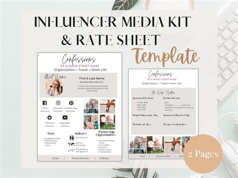 Influencer Media Kit Rate Sheet For Canva Blog Rate Sheet Etsy