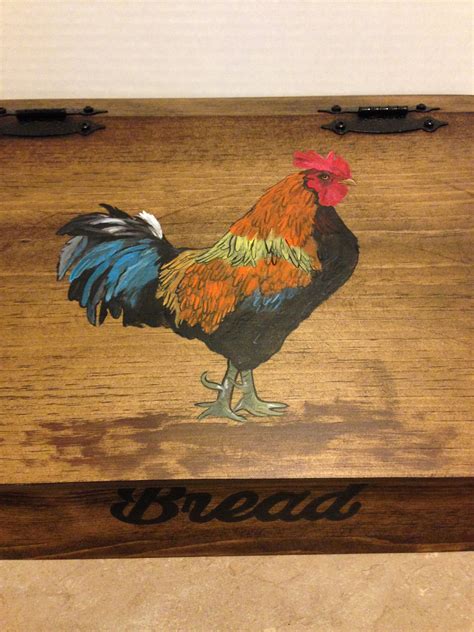 Bread Box Rooster Bread Box Wooden Bread Box Rooster Decor Rooster