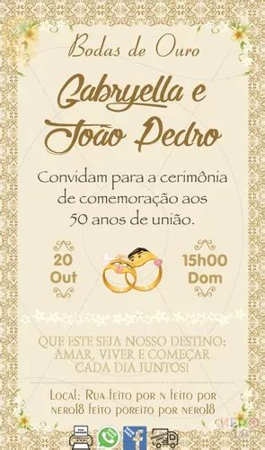 Convite Anos Bodas De Ouro Digital Casamento Mod Rosa Mercadolivre