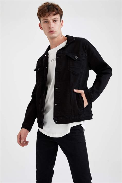 Black Man Seasonal Basic Slim Fit Denim Jacket Defacto