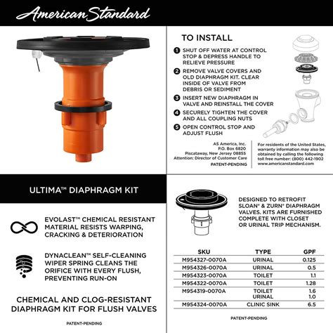 Ultima Touchless Sensor Urinal Flush Valve Diaphragm Type Gpf