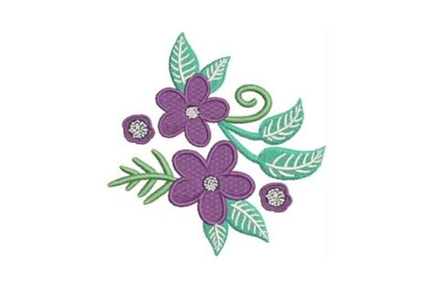 Purple Flower Embellishment · Creative Fabrica Embroidery Kits Purple Flowers Embroidery Fonts