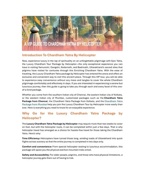 PPT A VIP Guide To Chardham Yatra By Helicopter PowerPoint