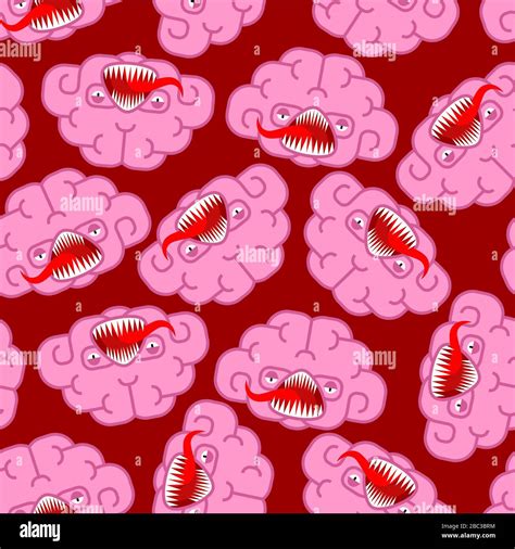 Brain Angry Monster Pattern Seamless Bad Mutant Thoughts Background