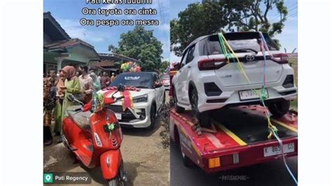 Iring Iringan Pengantin Bawa Mobil Motor Vespa Viral Suami Beri