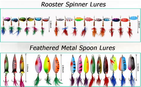 Amazon Fishing Spinner Spoons Lures Kit 30pcs Rooster Bait Metal