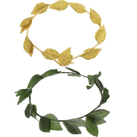 Diadema de hoja verde de plástico dorado para mujer diosa griega