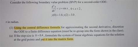 Solved A Consider The Following Boundary Value Problem Bvp Chegg