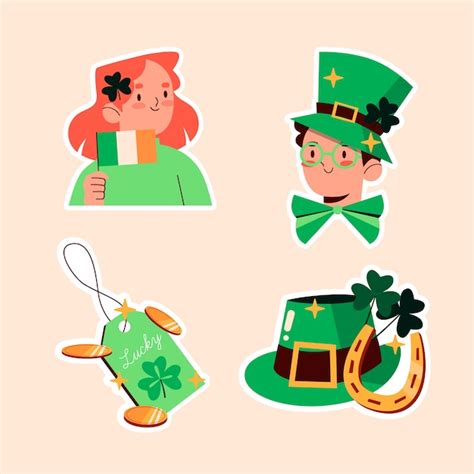 Free Vector Naive St Patricks Day Stickers Collection