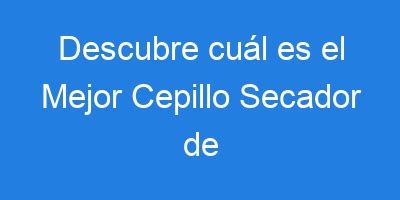 Descubre Cu L Es El Mejor Cepillo Secador De Pelo Para Ti Mejorando Hoy