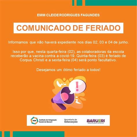 INSB Informativo Comunicado De Feriado 19