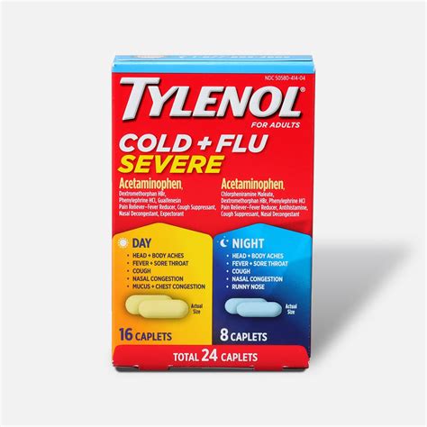 Fsa Eligible Tylenol Cold Flu Severe Day And Night Caplets For Fever