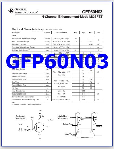 Gfp N Pdf V A N Ch Mosfet Datasheet