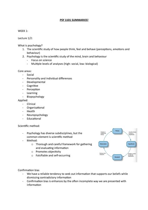 PSY 1101 Summaries PSY 1101 SUMMARIES WEEK 1 Lecture 1 2 What Is