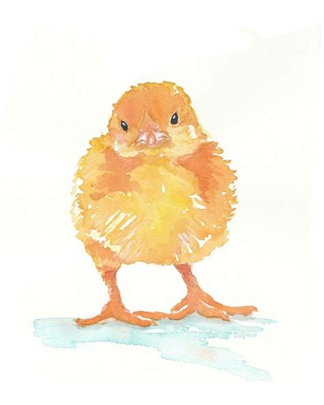 Orange Chick Original Watercolor Painting 8x10 Etsy Original