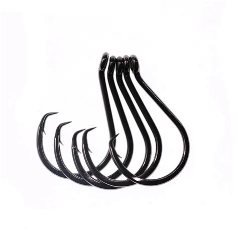 100pcs Freshwater Saltwater Fishing Hooks Black Nickle Barbed Circle