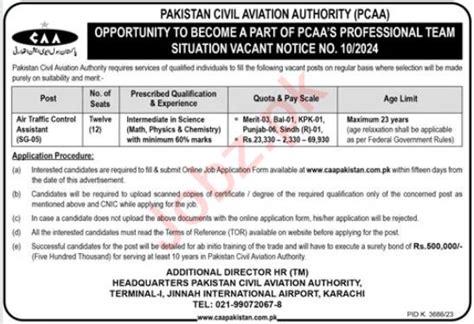 Latest Pcaa Karachi Job Job Advertisement Pakistan