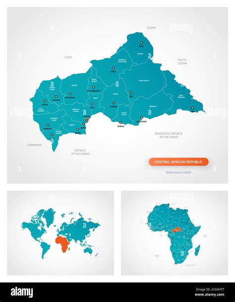 Editable Template Of Map Of Central African Republic With Marks