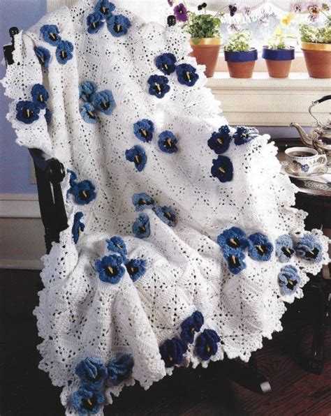 Vintage Crochet Pattern Granny Square Lacy 3d Flower Afghan Pdf Instant Digital Download Pansy