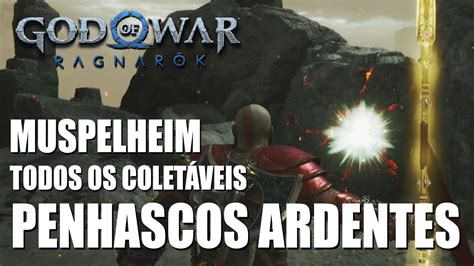 God of War Ragnarok Todos os Coletáveis de Penhascos Ardentes