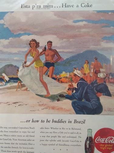 Coca Cola Print Ad Original Vintage S Large Brazil Bikini US Navy