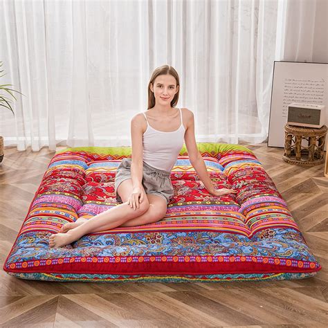 Maxyoyo Bohemian Retro Floor Mattress Vintage Floral Japanese Futon